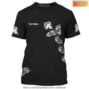 3D All Over Print Chef T-Shirt Floral Motifs Fashion Uniform T-shirt Color