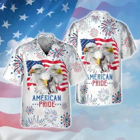 3D All Over Print Eagle American Pride Hawaiian Shirt Independence Day Is Coming, Eagle In Usa Flag Hawaii Shirt