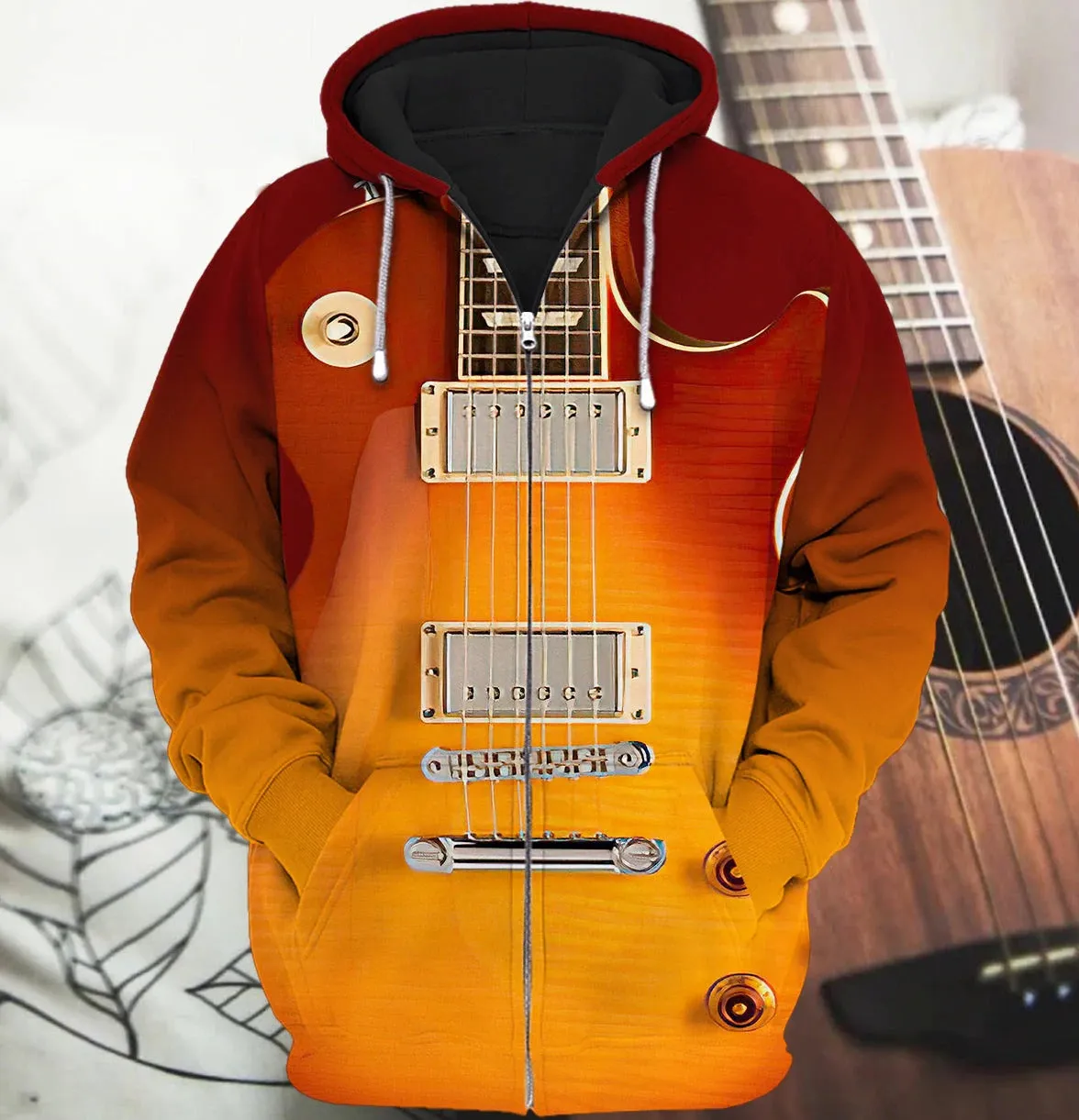 3D All Over Print Electric Guitar T Shirt, Guitar Lover 3D Hoodie Shirts, Gift For Guitar Men Woman