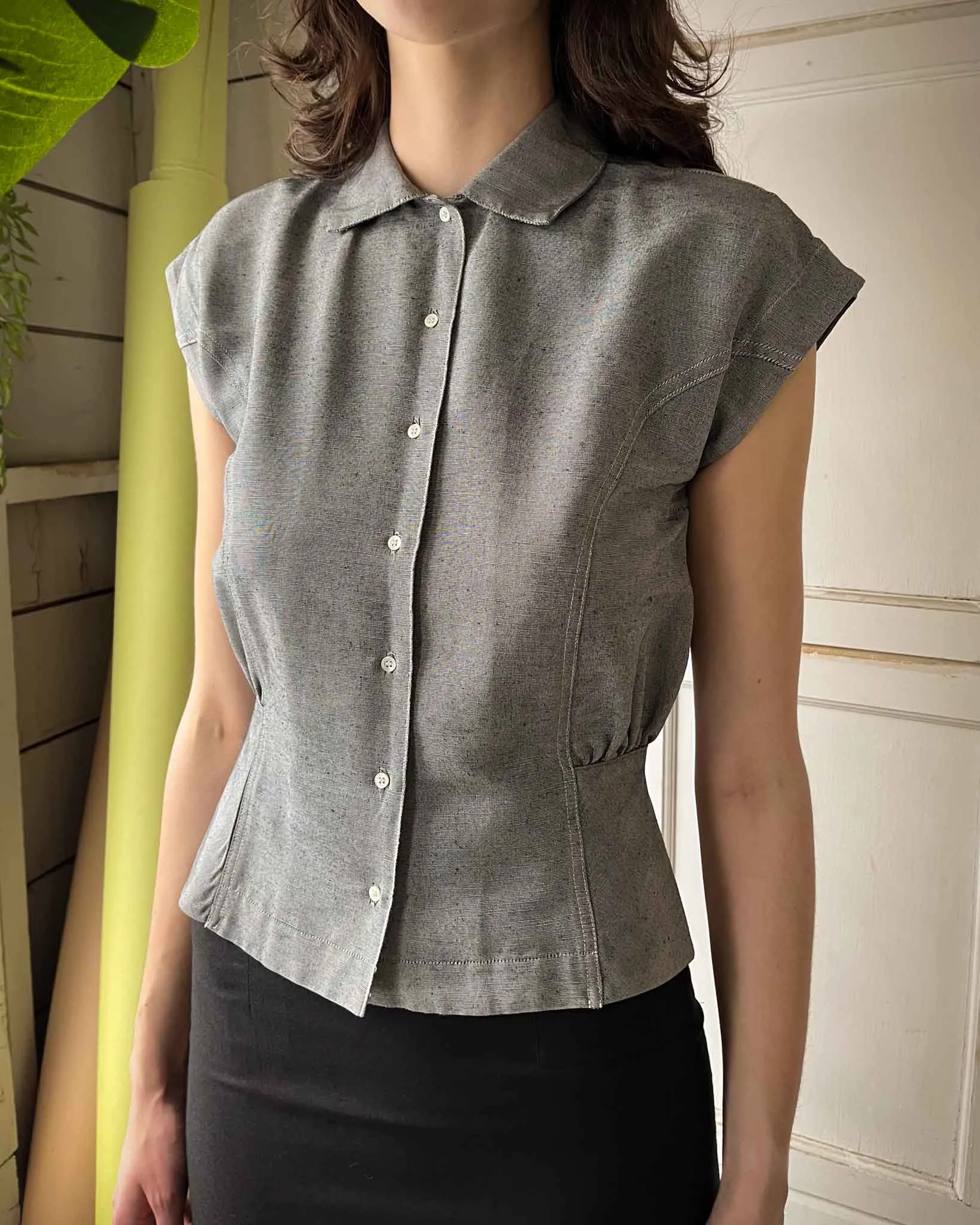 80s Nicole Miller Peplum Top | M