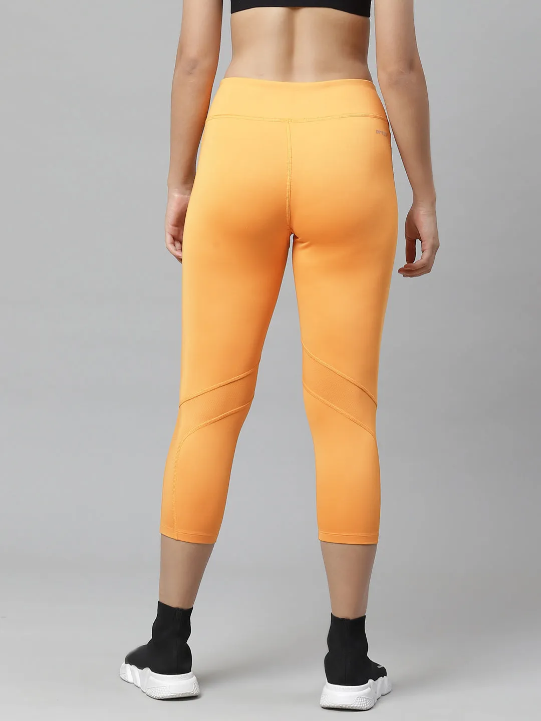 Alcis Nari Orange Solid Slim Fit Drytech  Cropped Tights