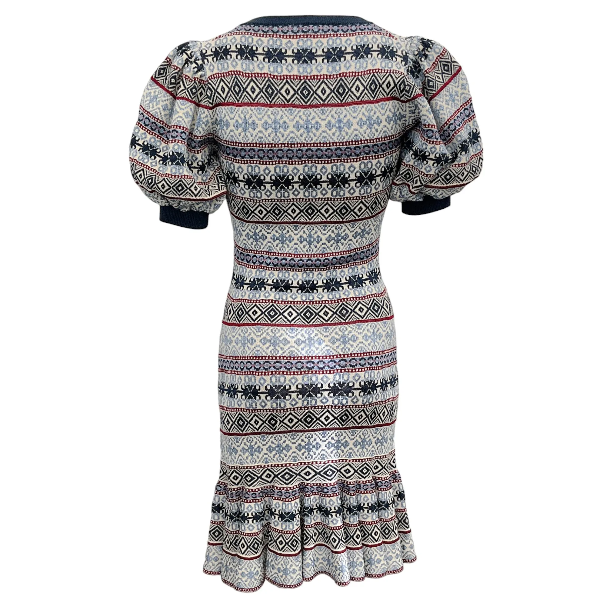 Alexander McQueen Ivory / Blue Fairisle Knit Dress