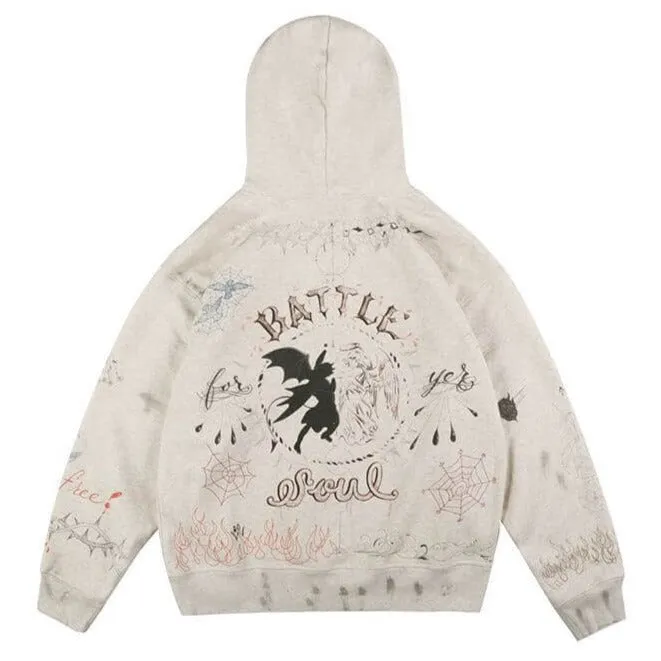 Angels Demons Battle Soul Art Aesthetic Hoodie