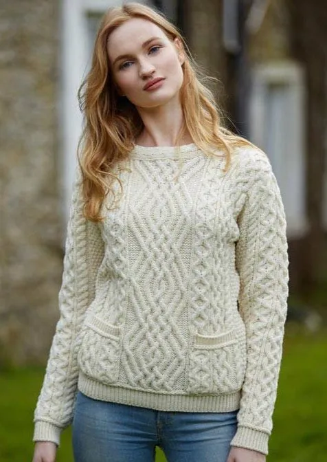 Aran Cable Knit Sweater Natural | Clearance