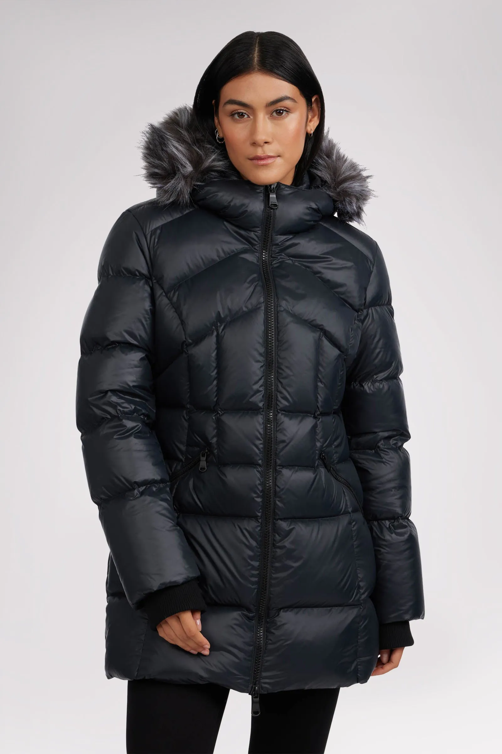 Ares Women's Puffer Jacket w/Faux Fur Trim