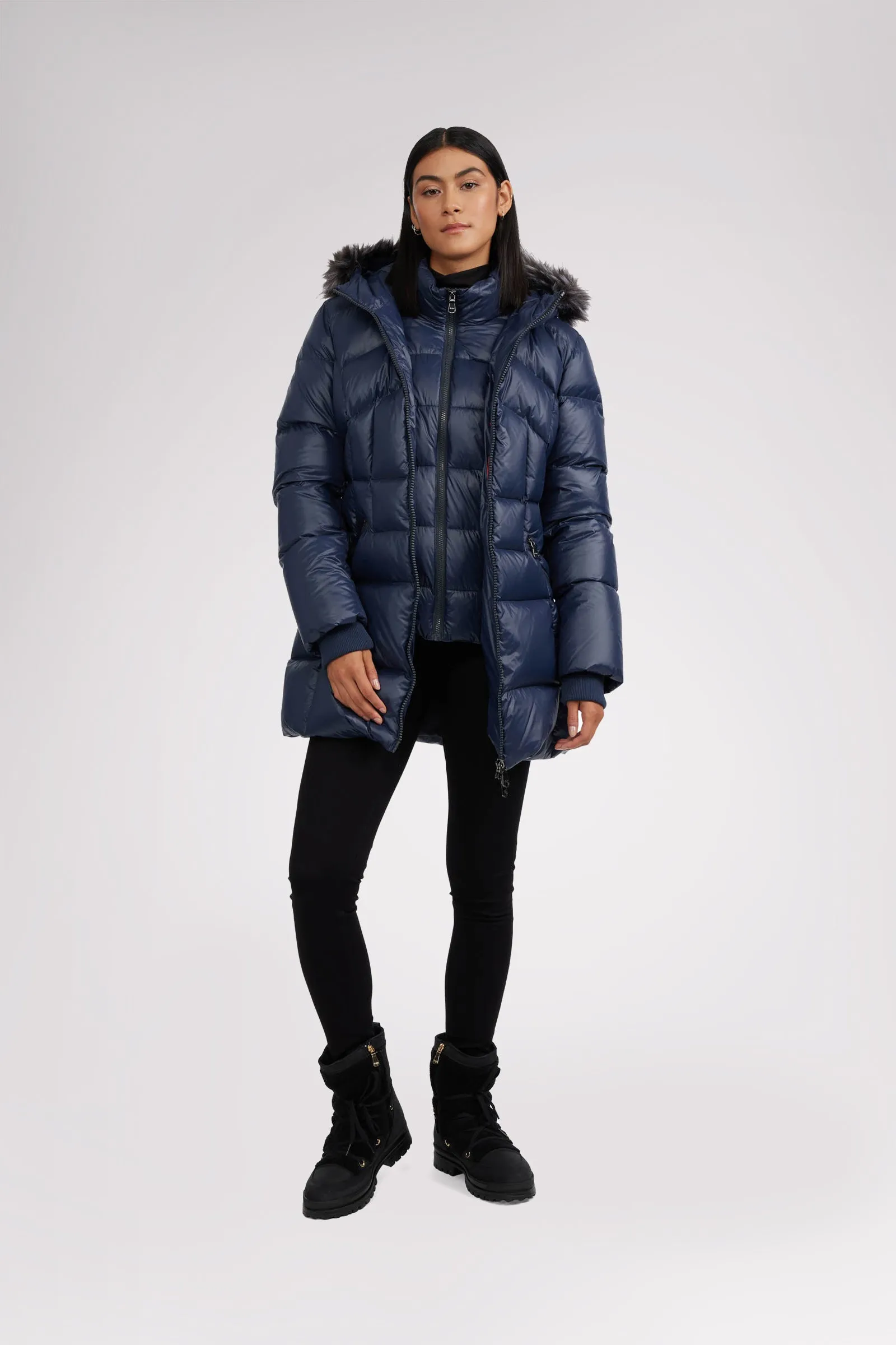 Ares Women's Puffer Jacket w/Faux Fur Trim