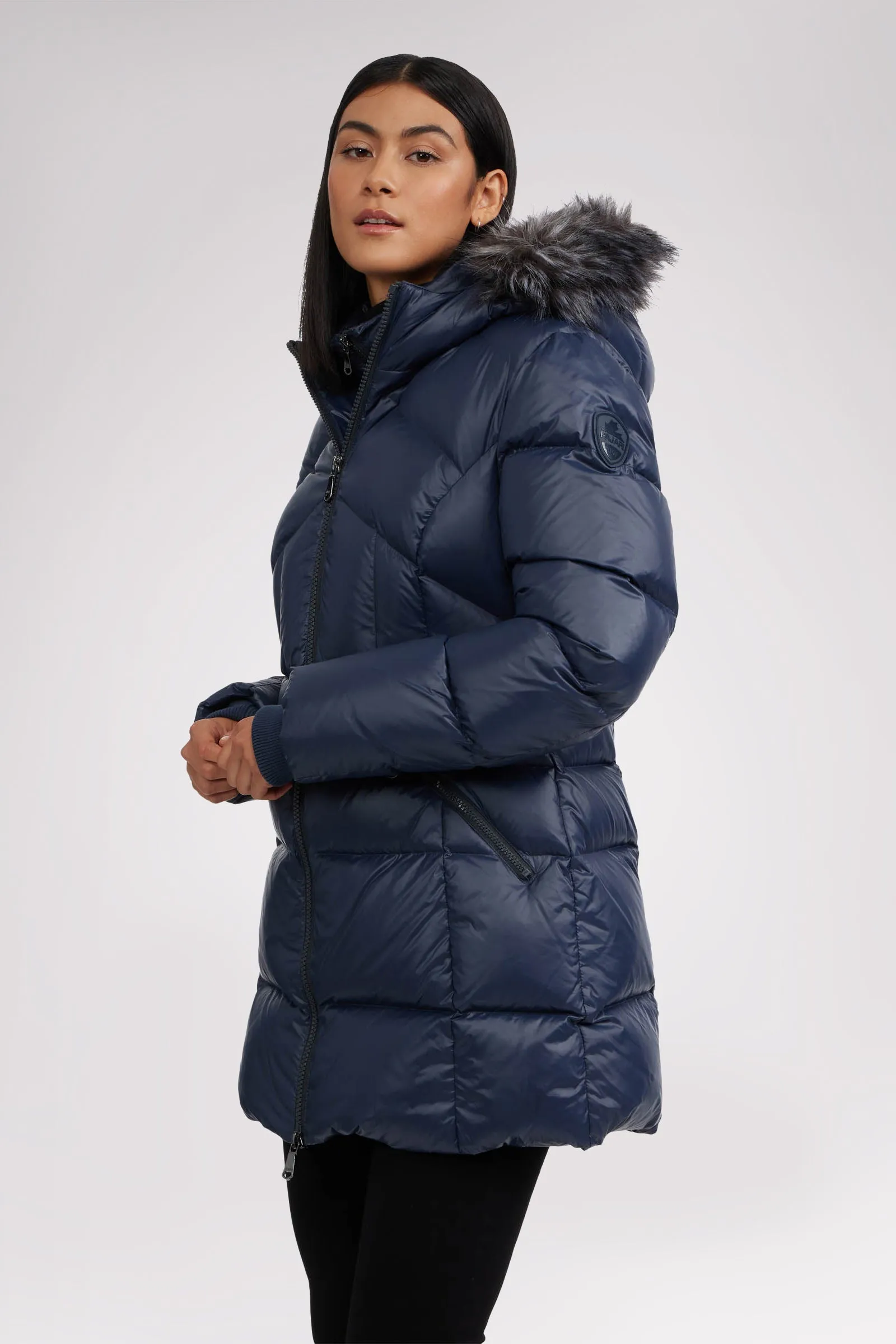 Ares Women's Puffer Jacket w/Faux Fur Trim