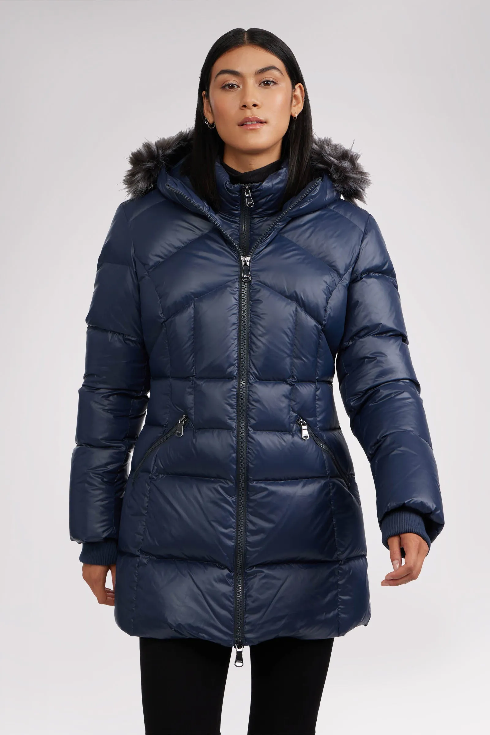 Ares Women's Puffer Jacket w/Faux Fur Trim