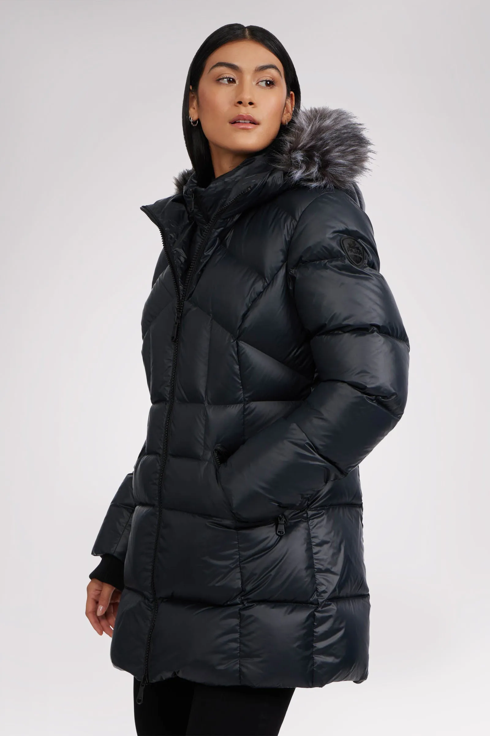 Ares Women's Puffer Jacket w/Faux Fur Trim