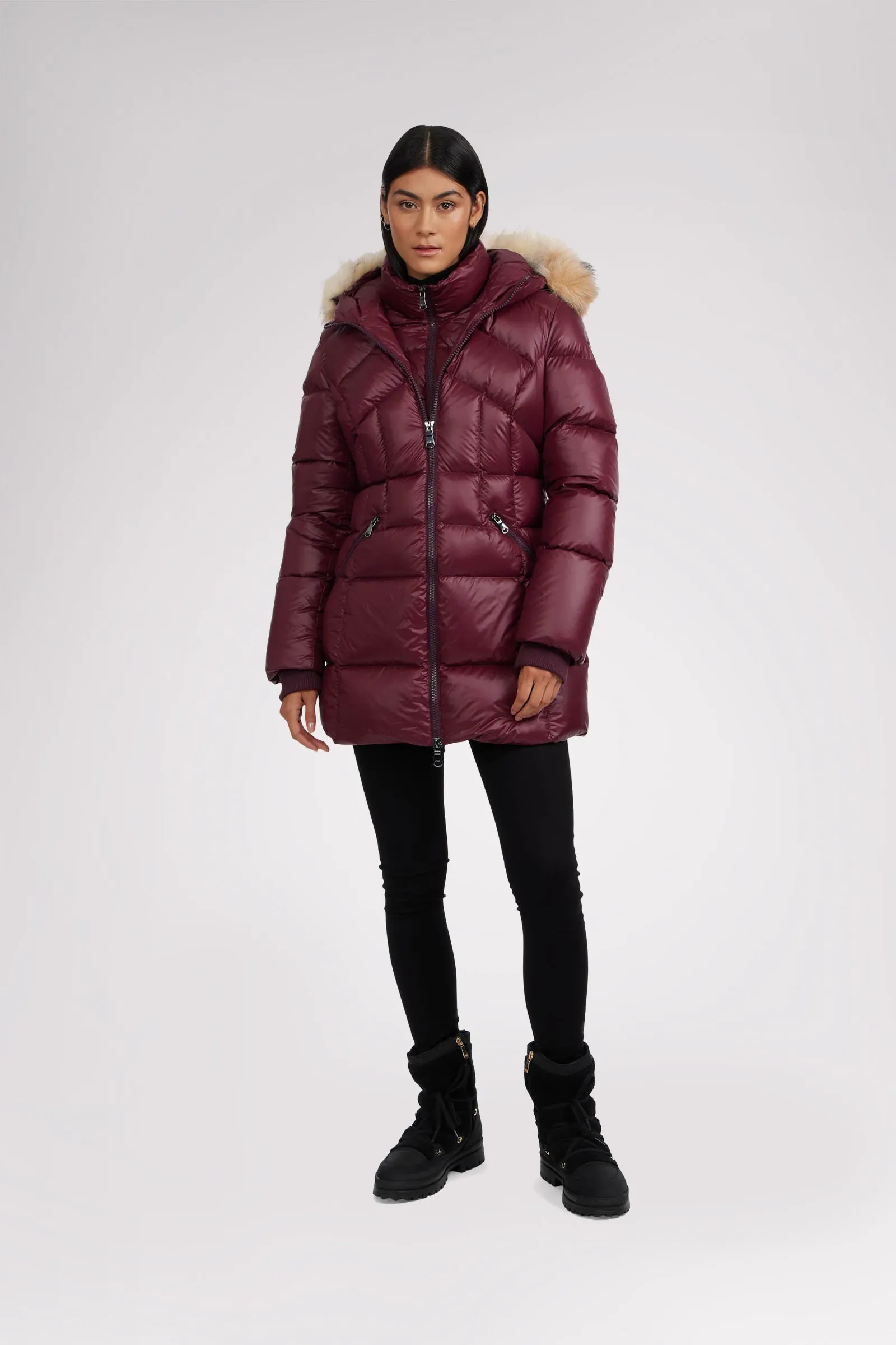 Ares Women's Puffer Jacket w/Faux Fur Trim