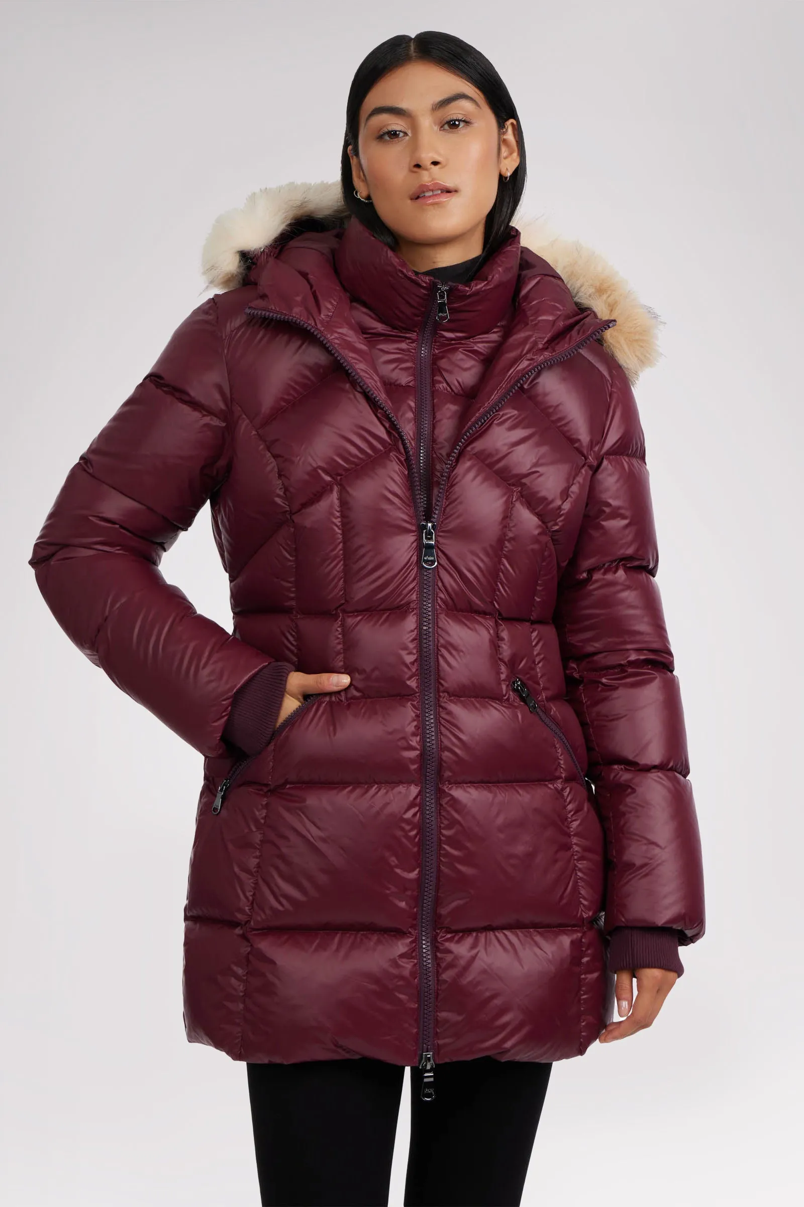 Ares Women's Puffer Jacket w/Faux Fur Trim