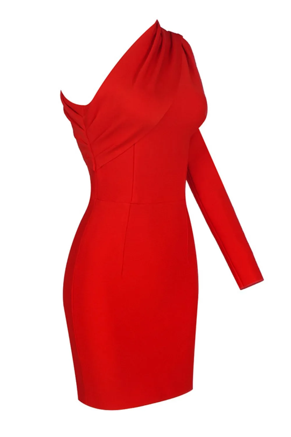 Asymmetrical Neck One-Shoulder Red Bodycon Dress