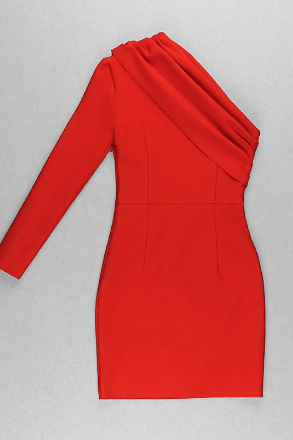 Asymmetrical Neck One-Shoulder Red Bodycon Dress