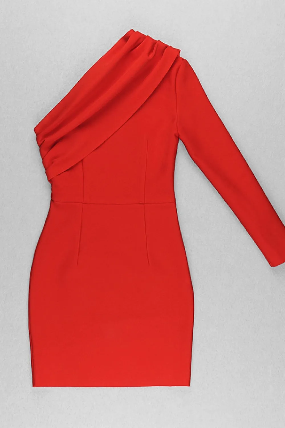 Asymmetrical Neck One-Shoulder Red Bodycon Dress