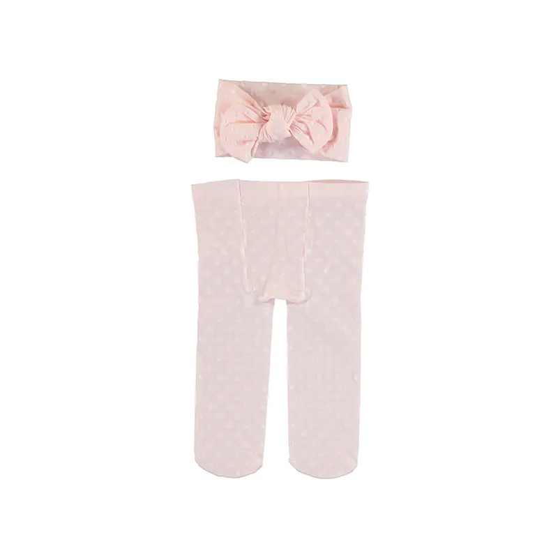 Baby Rose Polka Dot Tights & Headband Set - Select Size