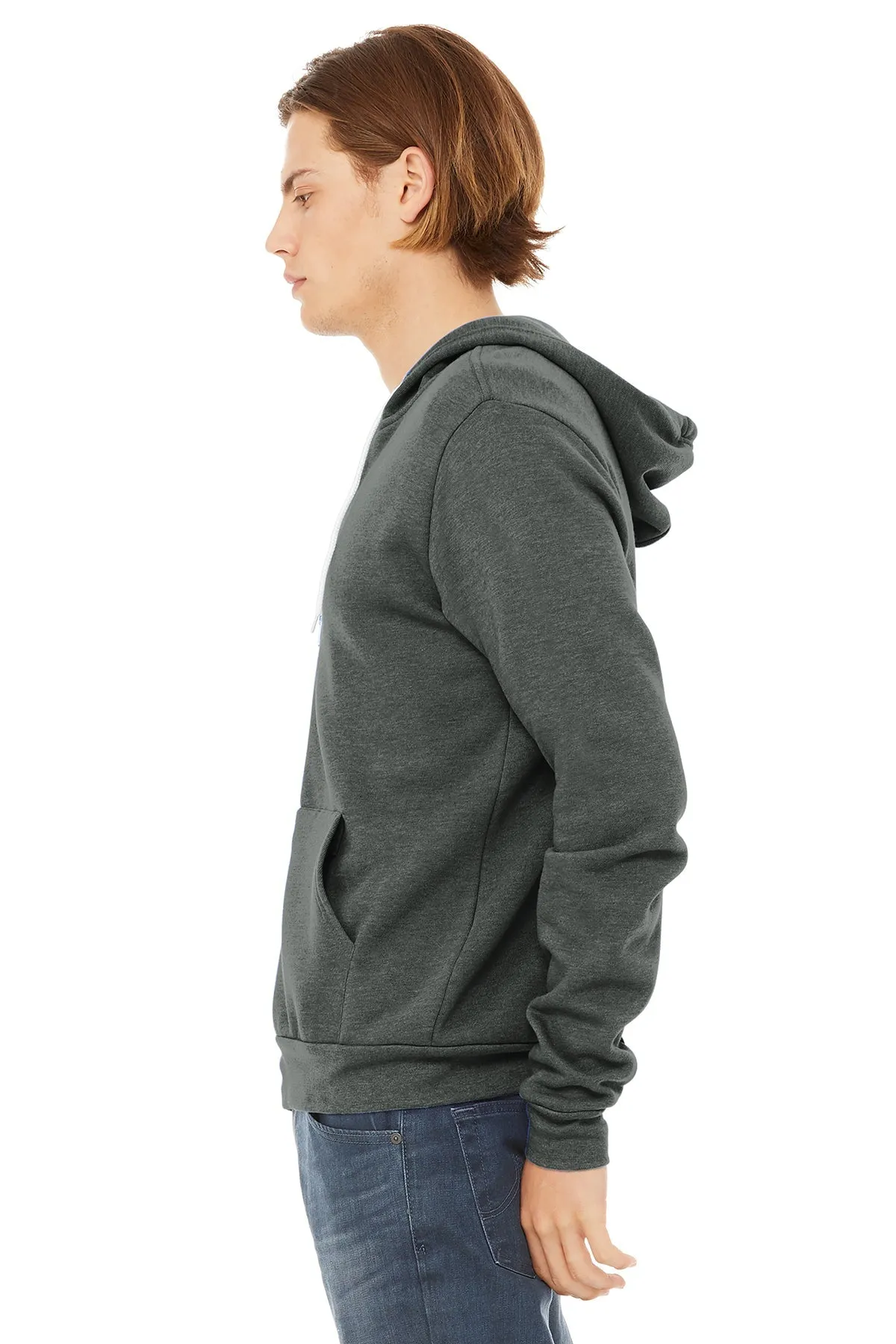 Bella Canvas Unisex Fleece Full-Zip Hoodie, Deep Heather