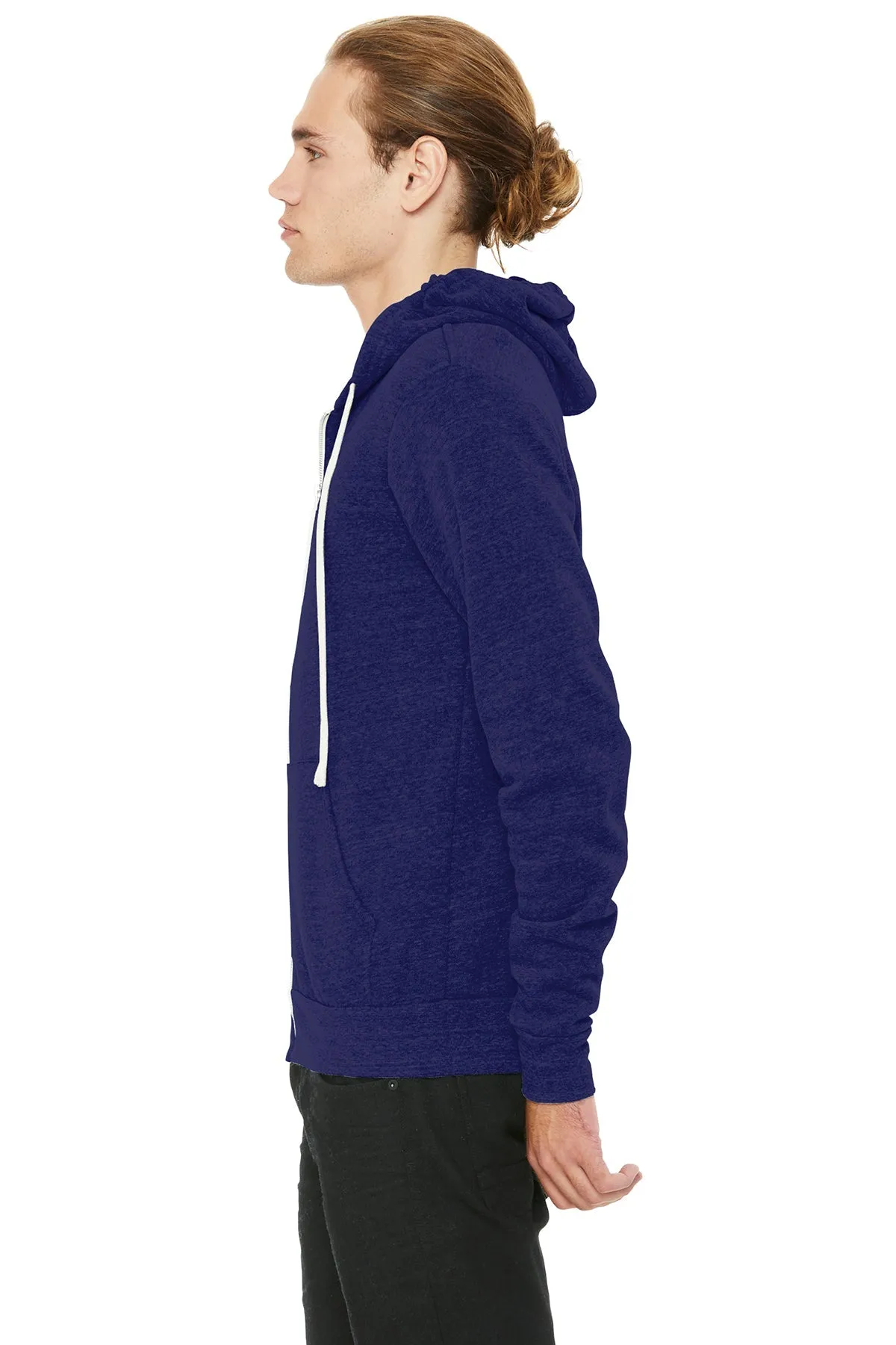 Bella Canvas Unisex Triblend Sponge Fleece Full-Zip Hoodie, Navy