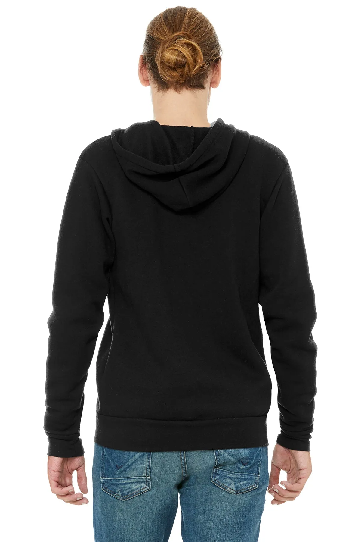 Bella Canvas Unisex Triblend Sponge Fleece Full-Zip Hoodie, Solid Black