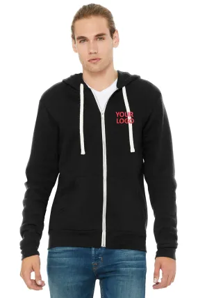 Bella Canvas Unisex Triblend Sponge Fleece Full-Zip Hoodie, Solid Black