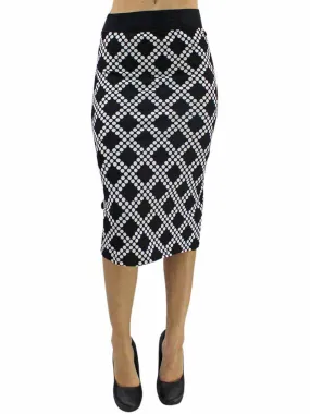 Black & White Diamond Print Pencil Skirt Size Small