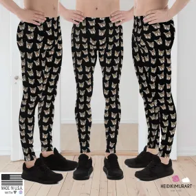 Black Cat Print Men's Leggings, Calico Cat Print Costume Fun Rave Tights-Made in USA/EU