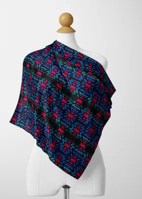 Black Fire Dragonfly Satin Shawl