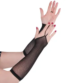 Black fishnet arm warmers for adults