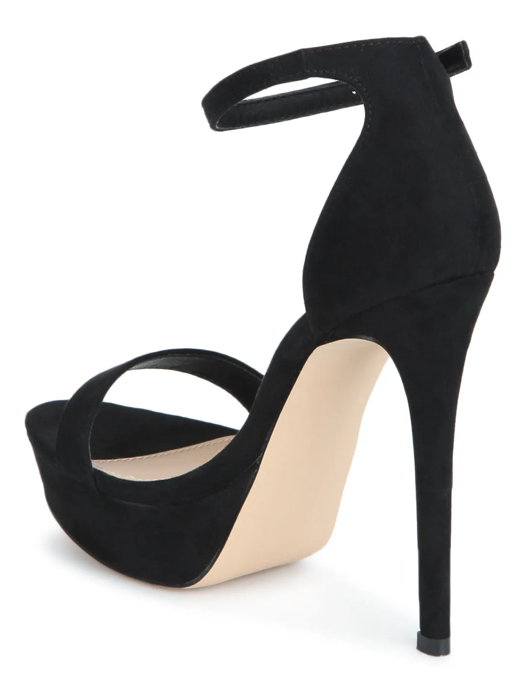 Black Micro Pump Ankle Strap Stilettos