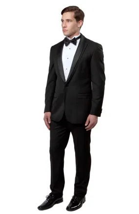 Black Peak Lapel Trim/Satin Shawl Collar Tuxedo - Slim Fit