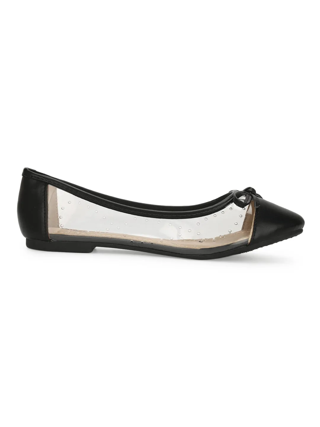 Black PU Perspex Clear Belly Flats