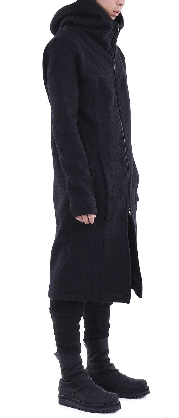 Black Relaxed-fit Oversized Overlong Hooded Zip Up Sweatshirt