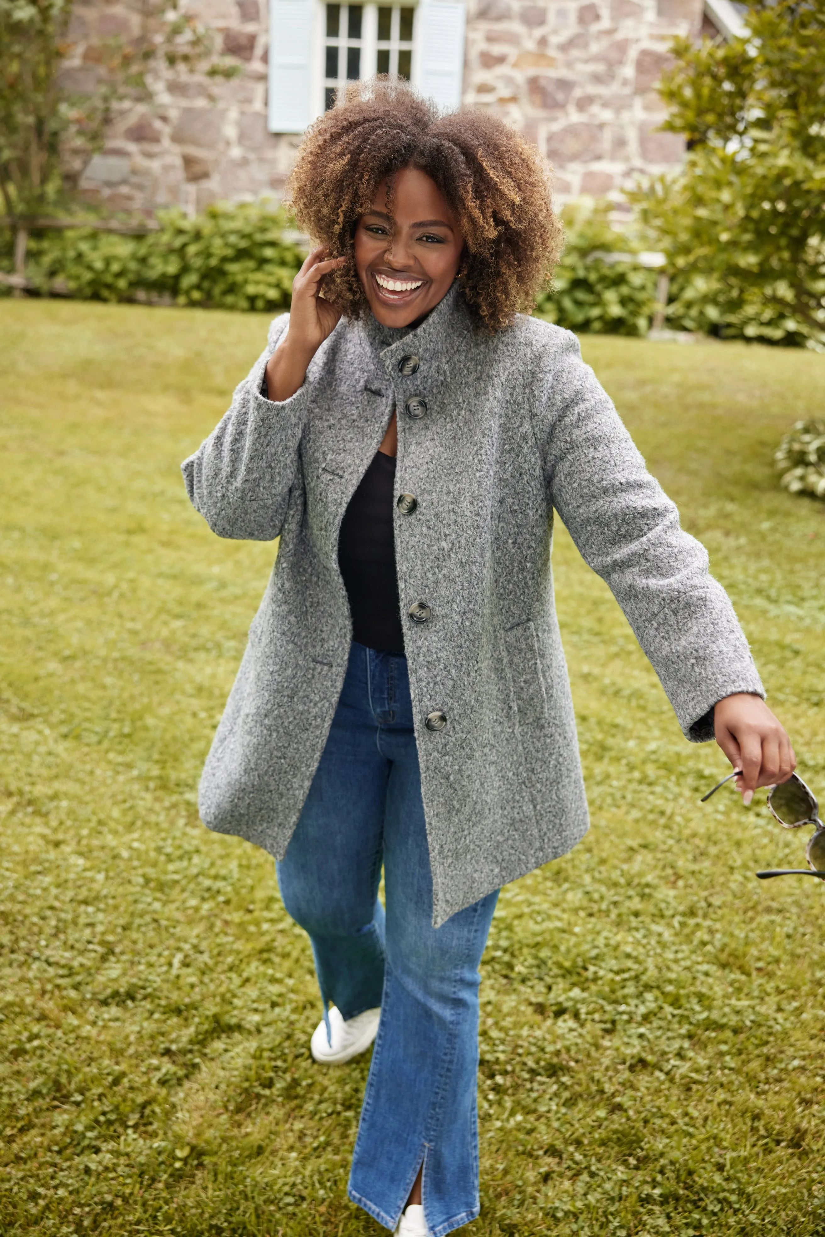 Bouclé Dolman Sleeve Coat