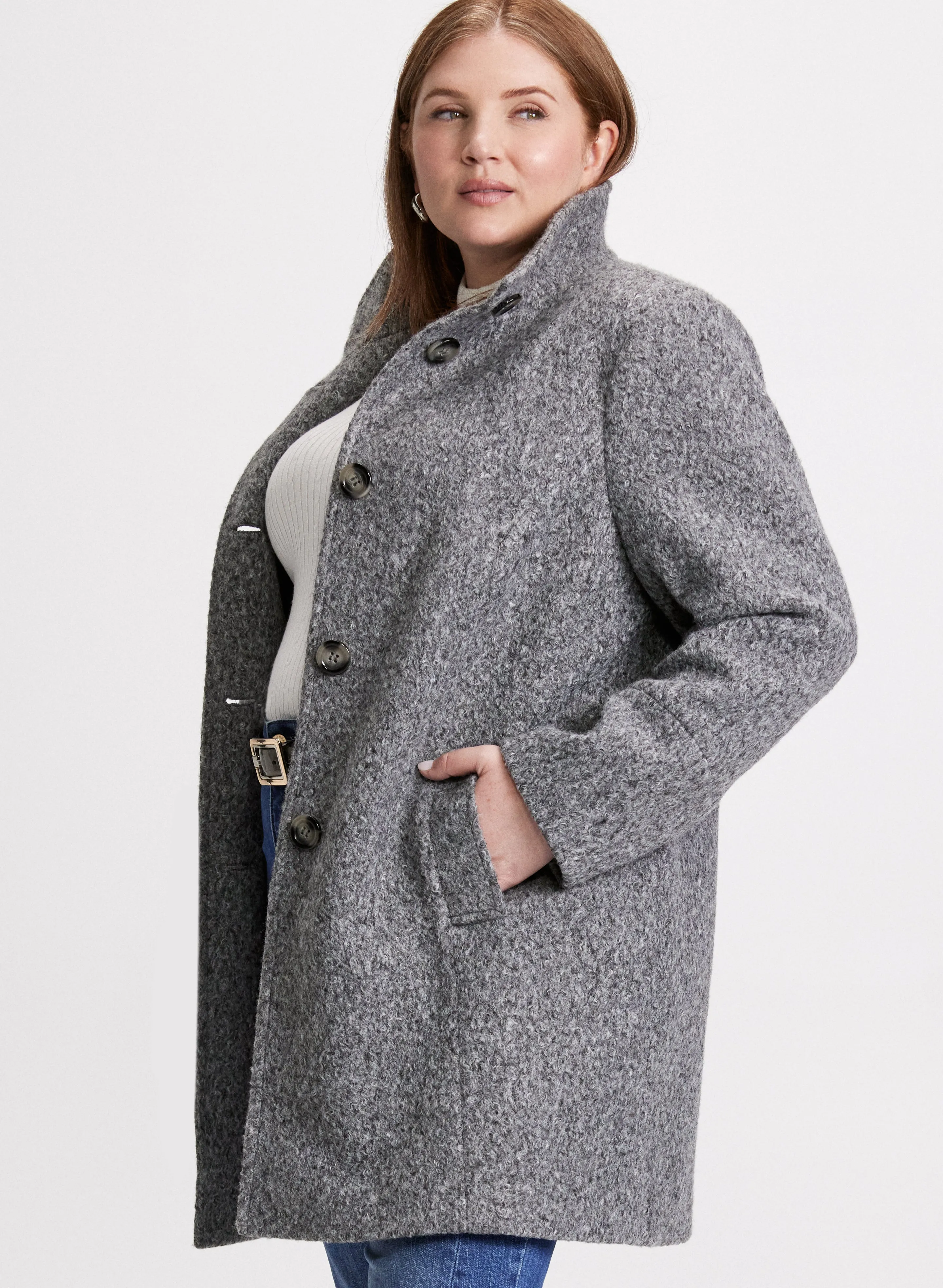 Bouclé Dolman Sleeve Coat