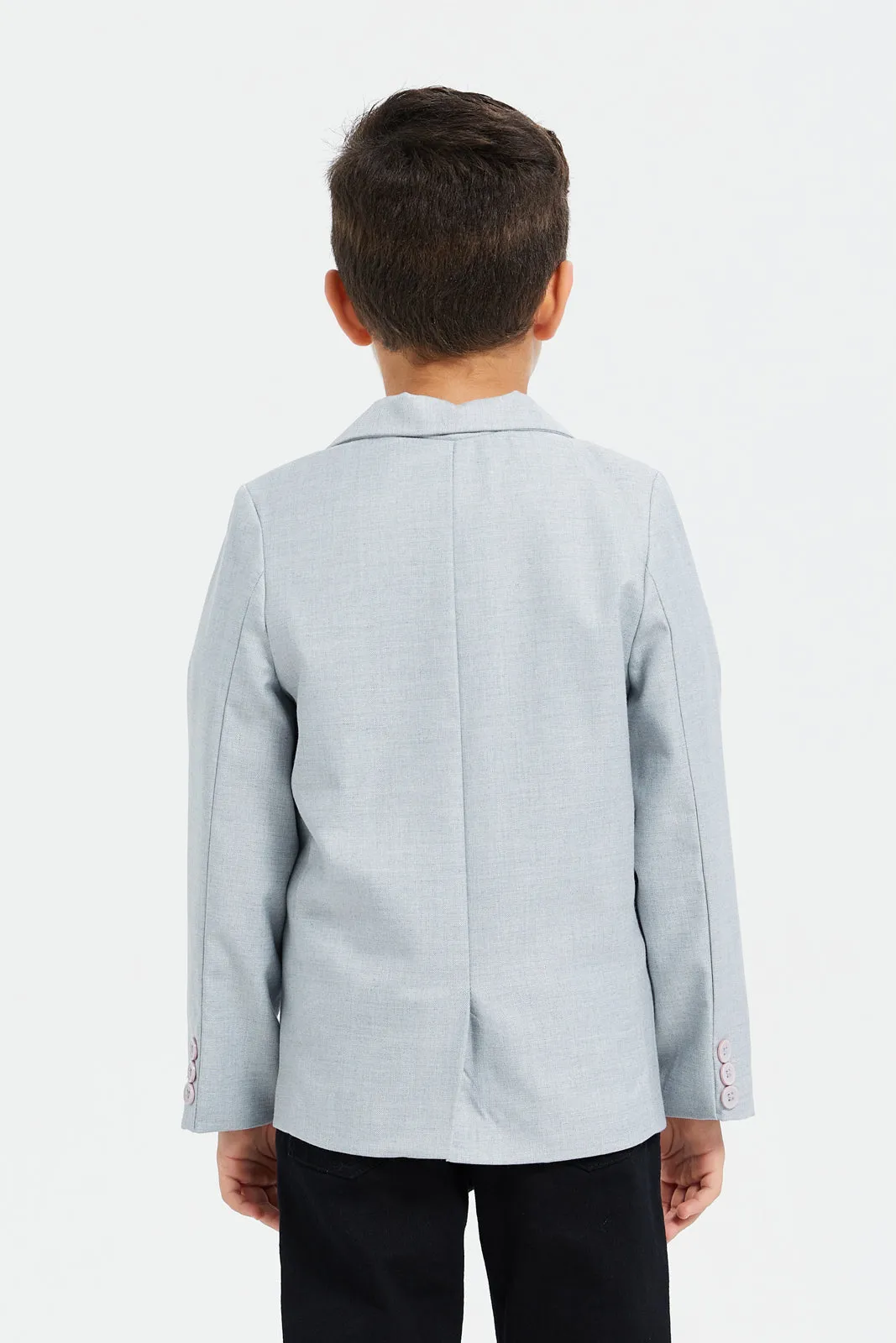 Boys Grey Plain Formal Blazer