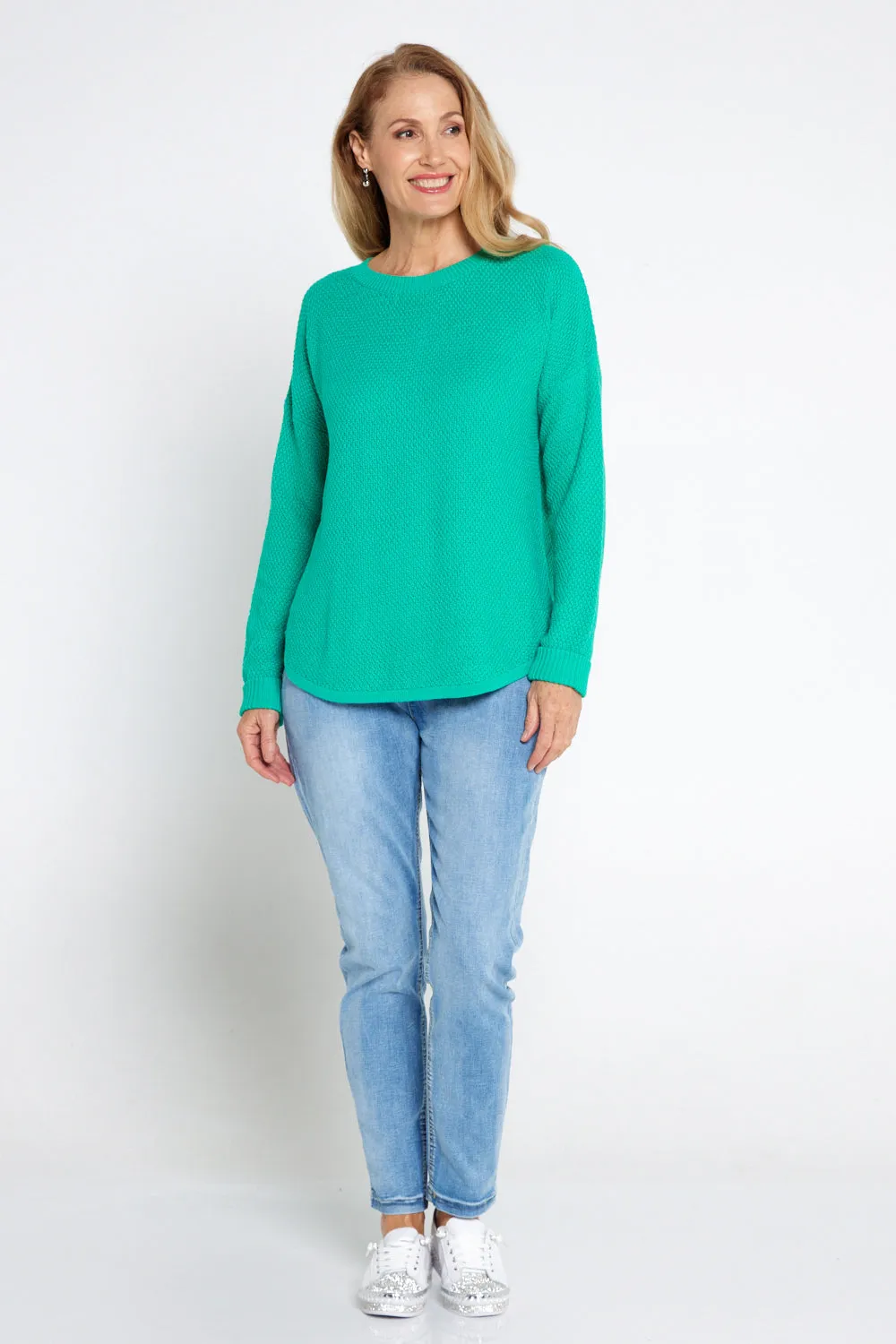 Brenda Waffle Knit - Jade Green