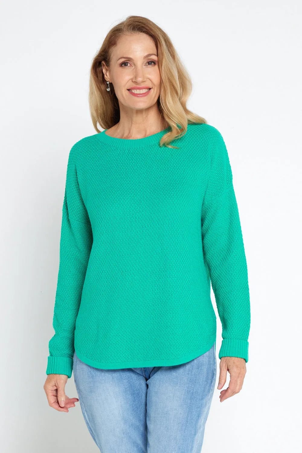 Brenda Waffle Knit - Jade Green