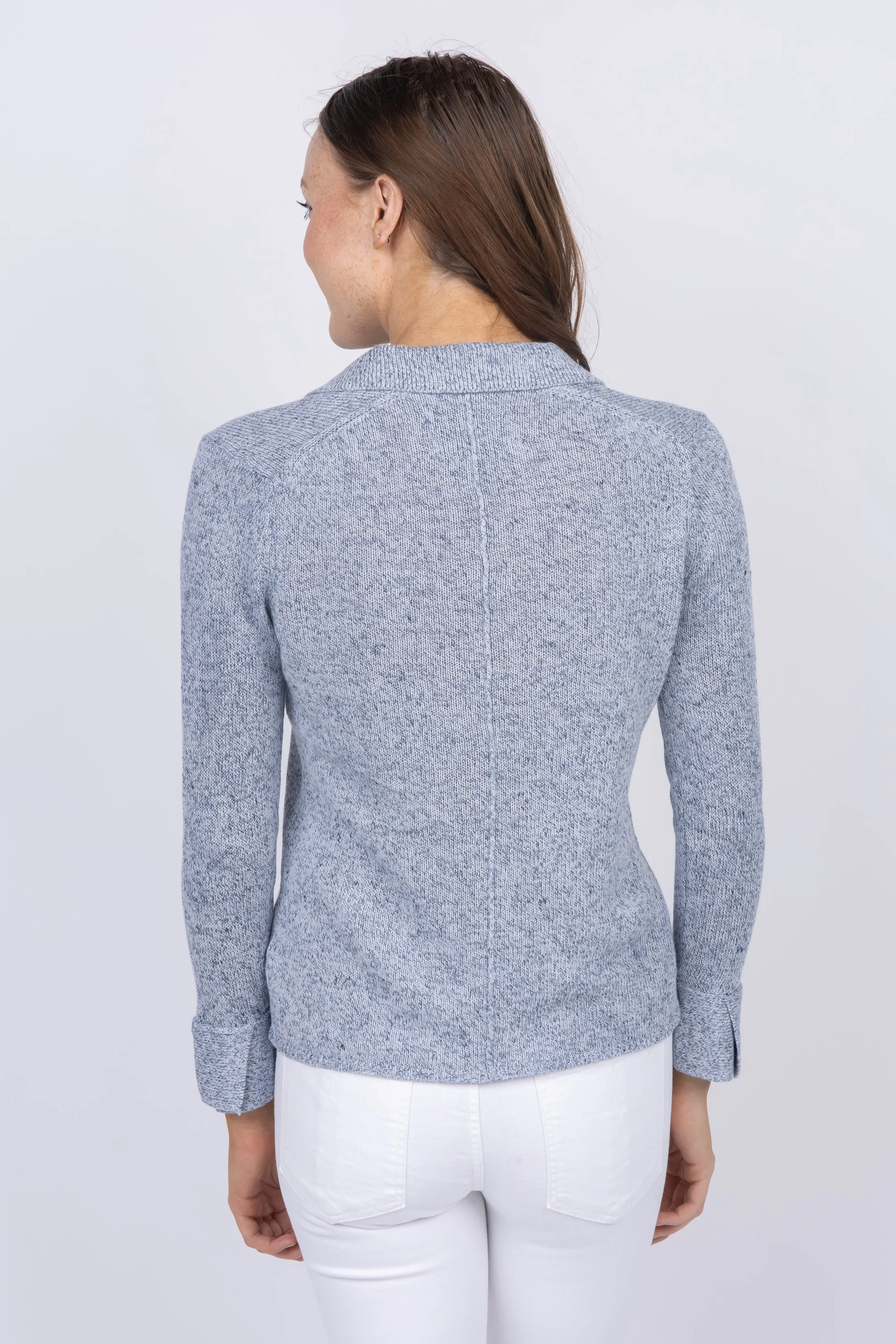 Brochu Walker Ansel Polo Pullover in Sky Blue Marl