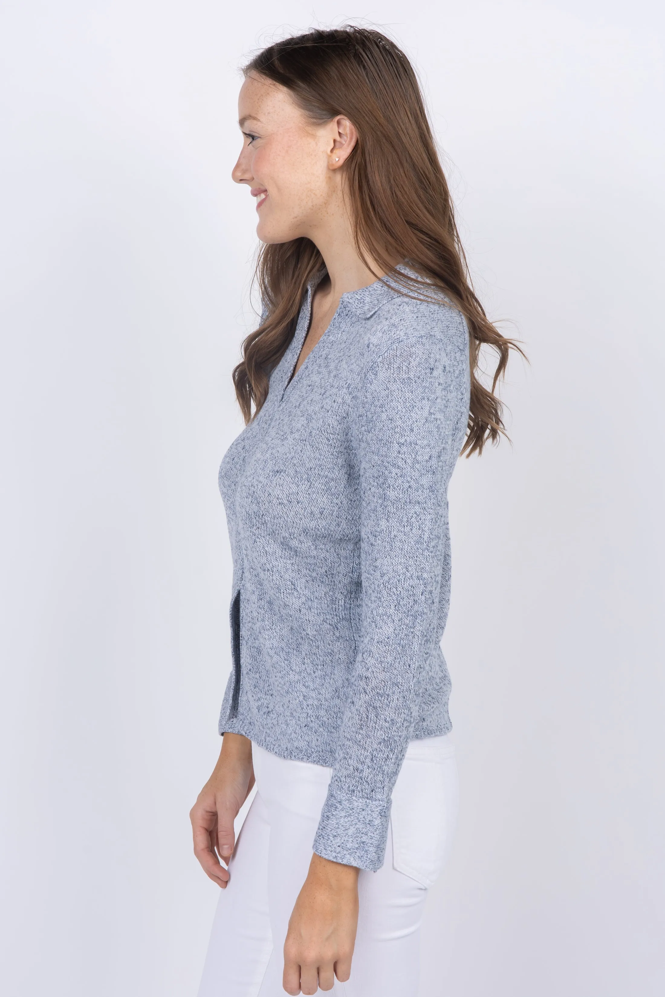 Brochu Walker Ansel Polo Pullover in Sky Blue Marl