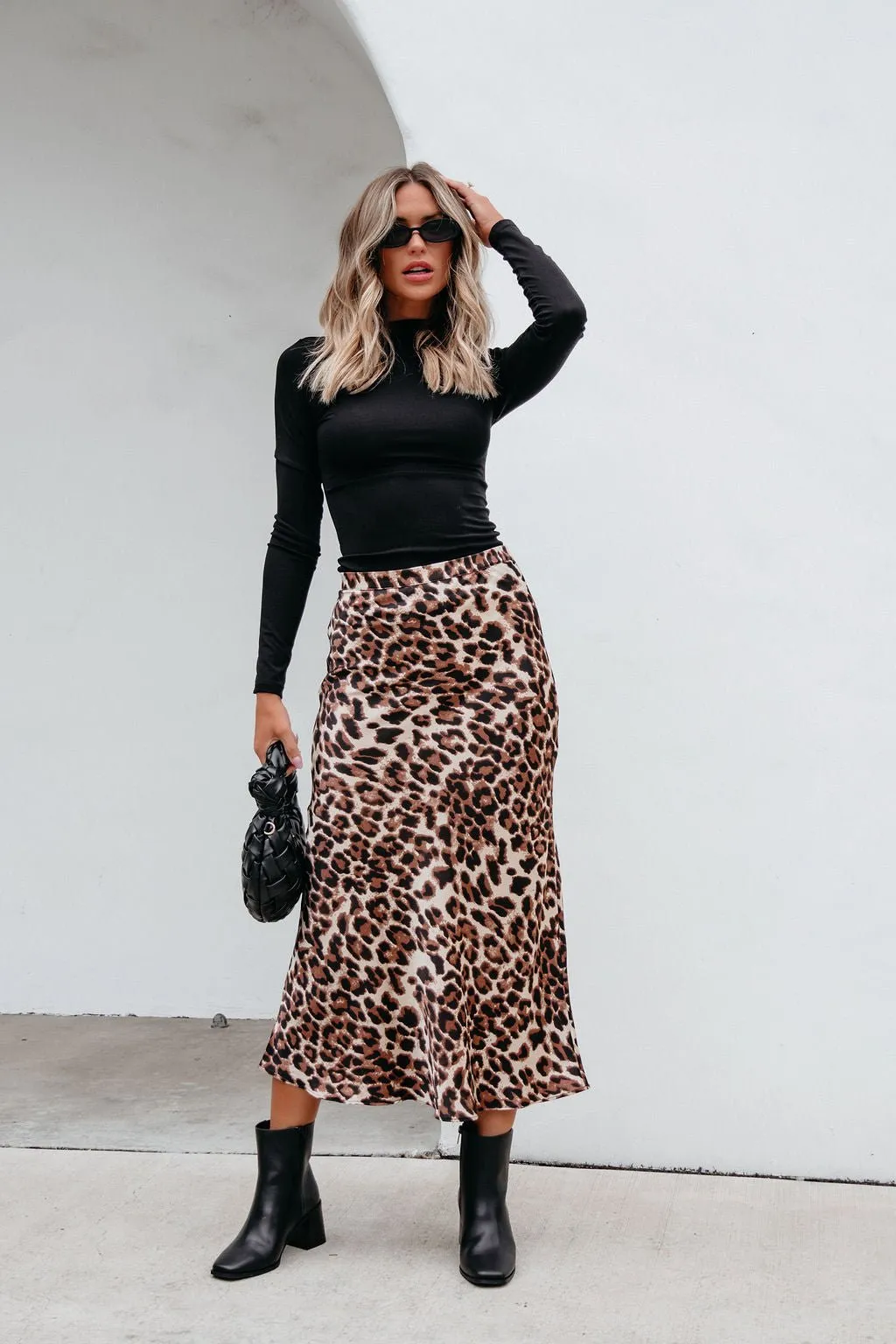 Brown Leopard Print Pencil Skirt