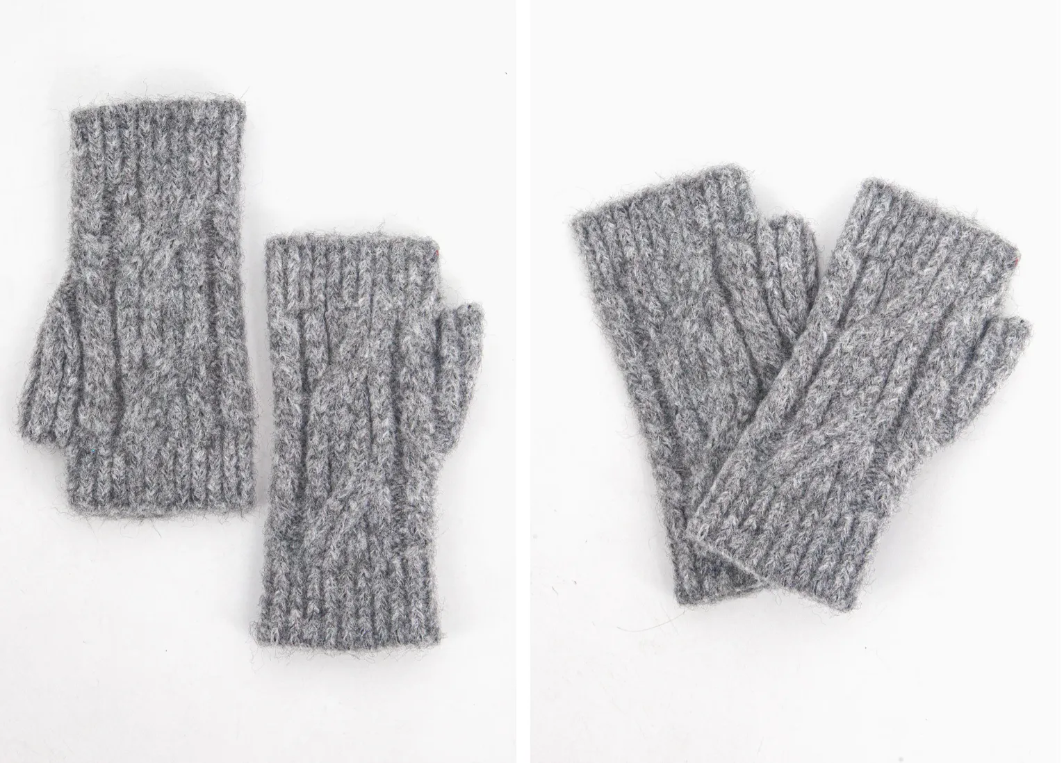 Cable Knit Wrist Warmers - Mid Grey