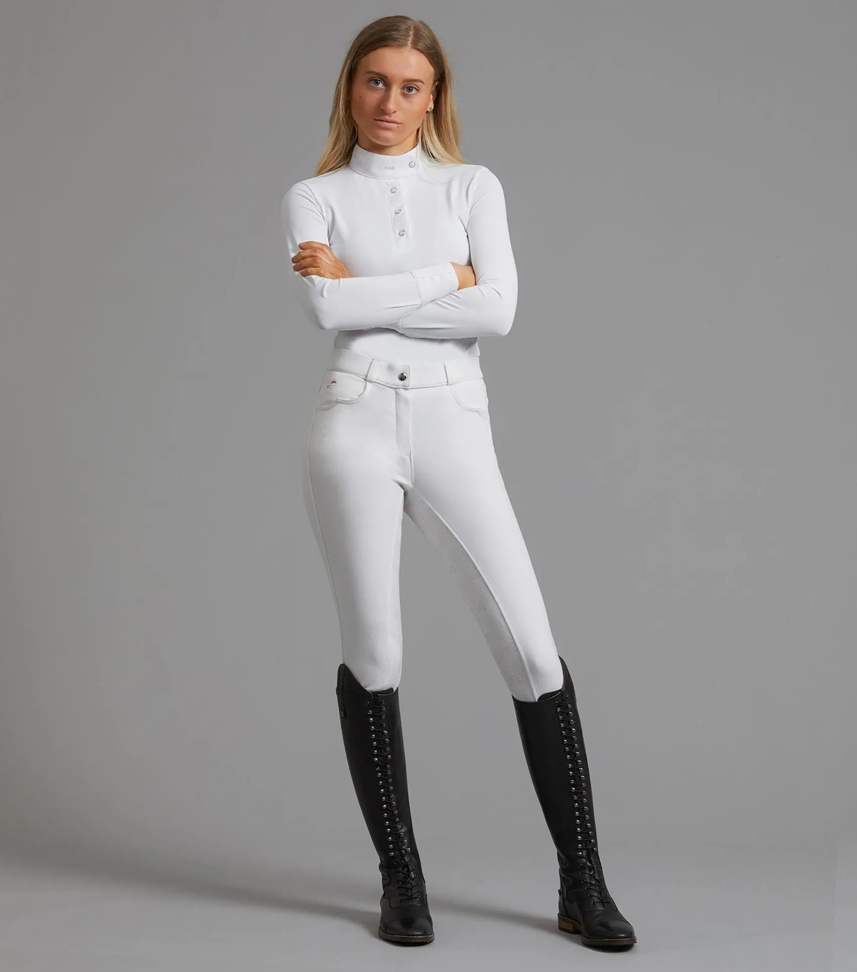 Cassa Ladies Full Seat Gel Competition Riding Breeches White