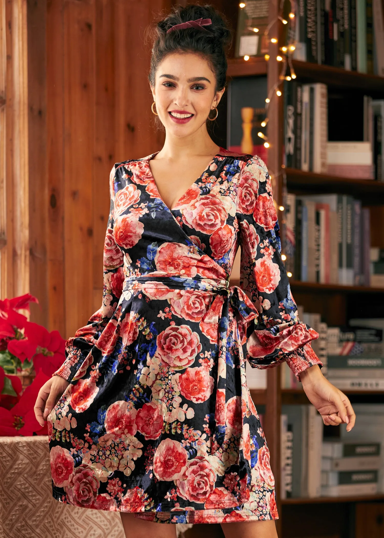 Celestial Silhouette Balloon Sleeve Dress