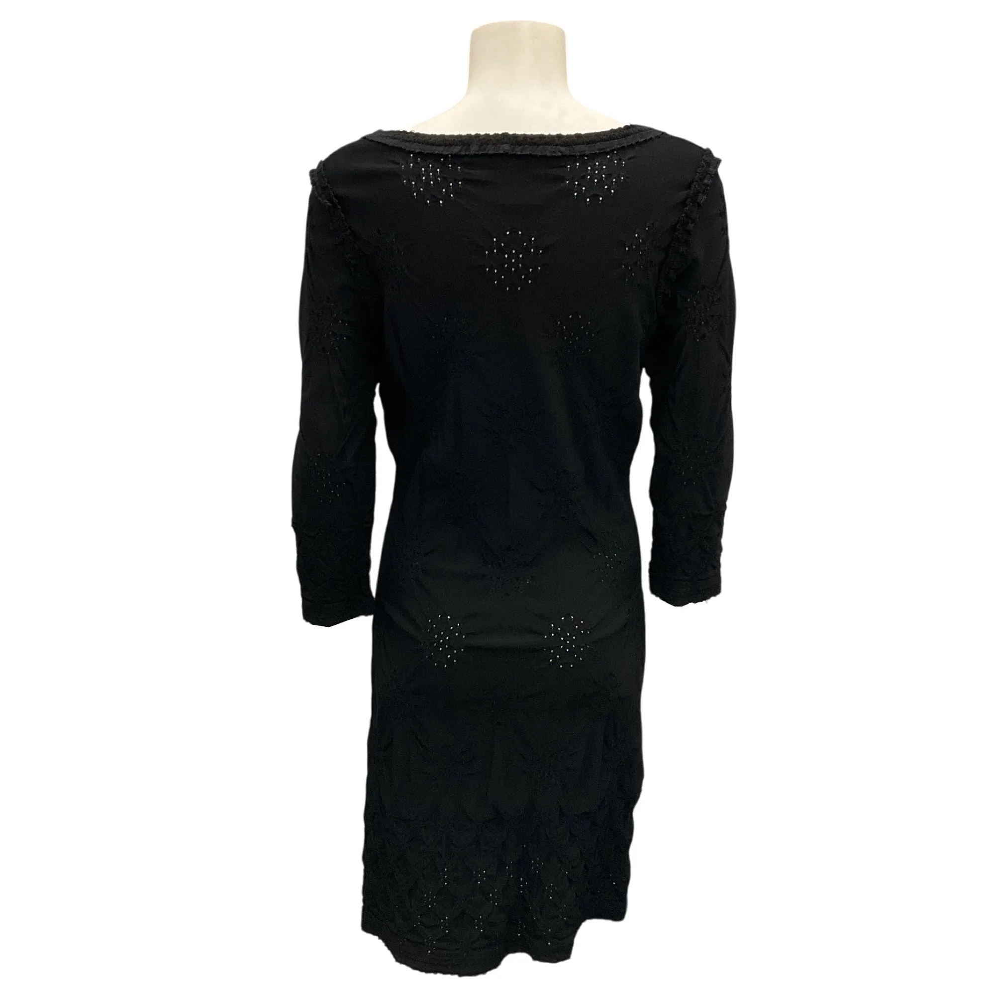 Chanel Black Ruched Long Sleeved Knit Dress