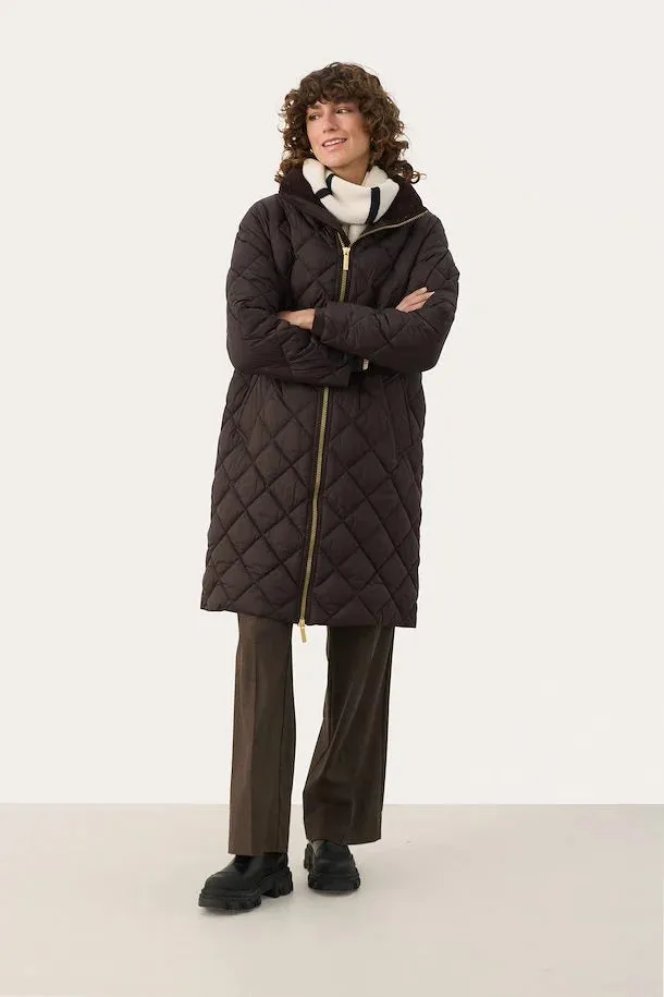 Cheas Chocolate Torte Long Quilted Jacket