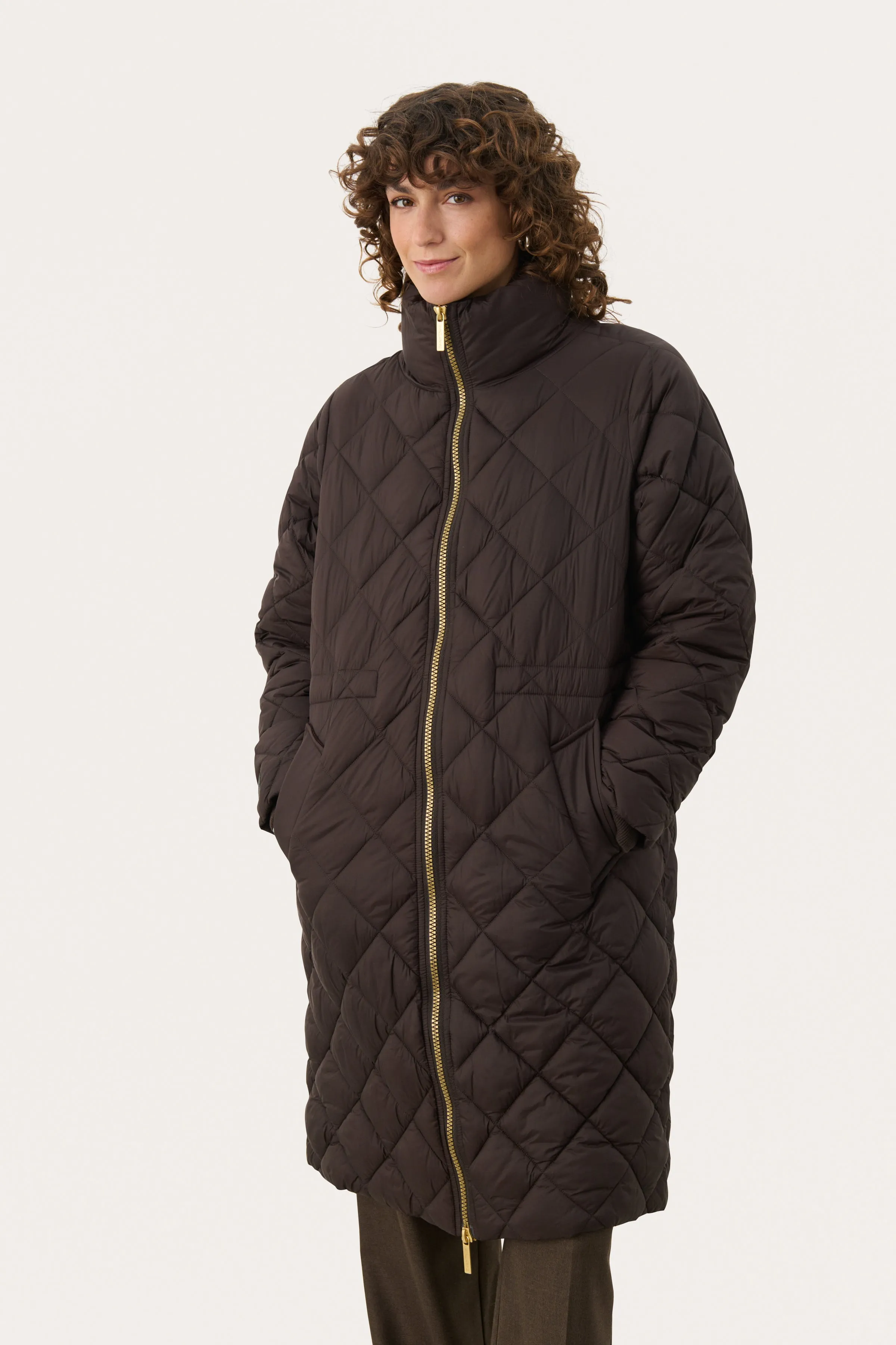 Cheas Chocolate Torte Long Quilted Jacket