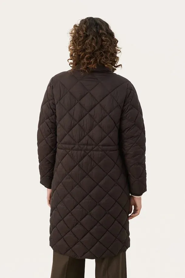 Cheas Chocolate Torte Long Quilted Jacket