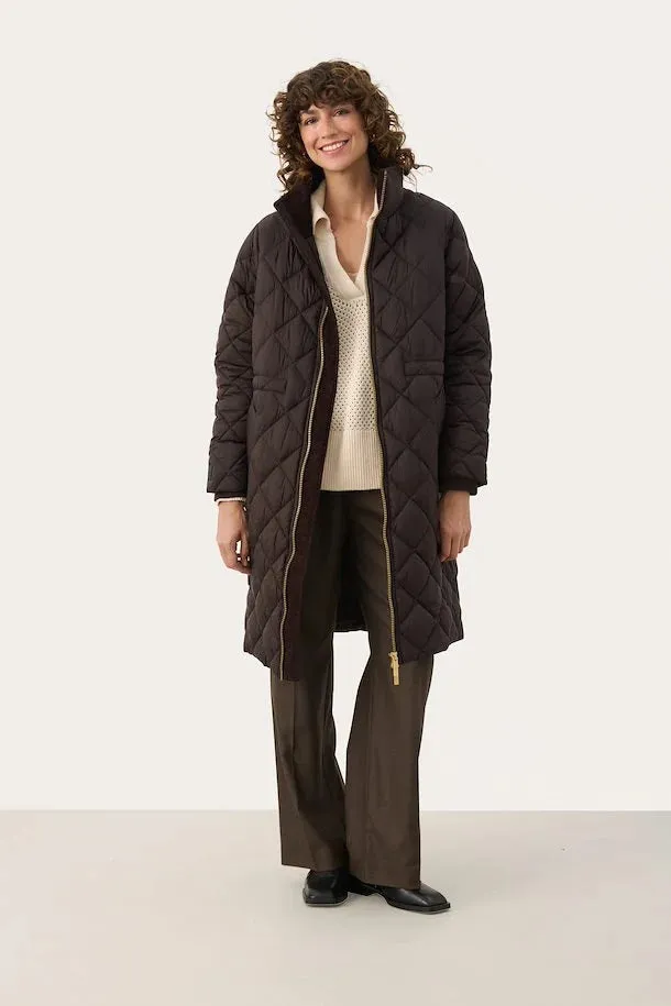 Cheas Chocolate Torte Long Quilted Jacket