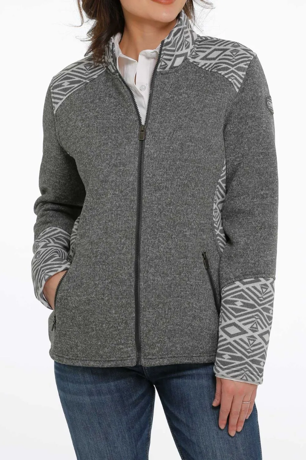 'Cinch' Women's Sweater Knit Jacket - Heather Charcoal