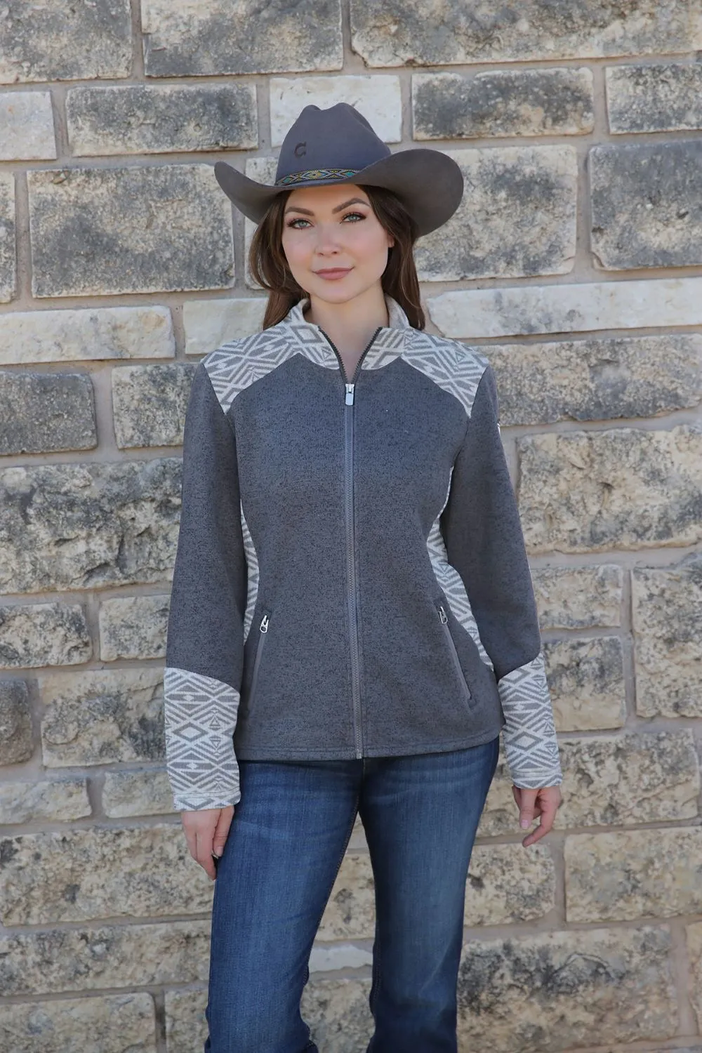 'Cinch' Women's Sweater Knit Jacket - Heather Charcoal