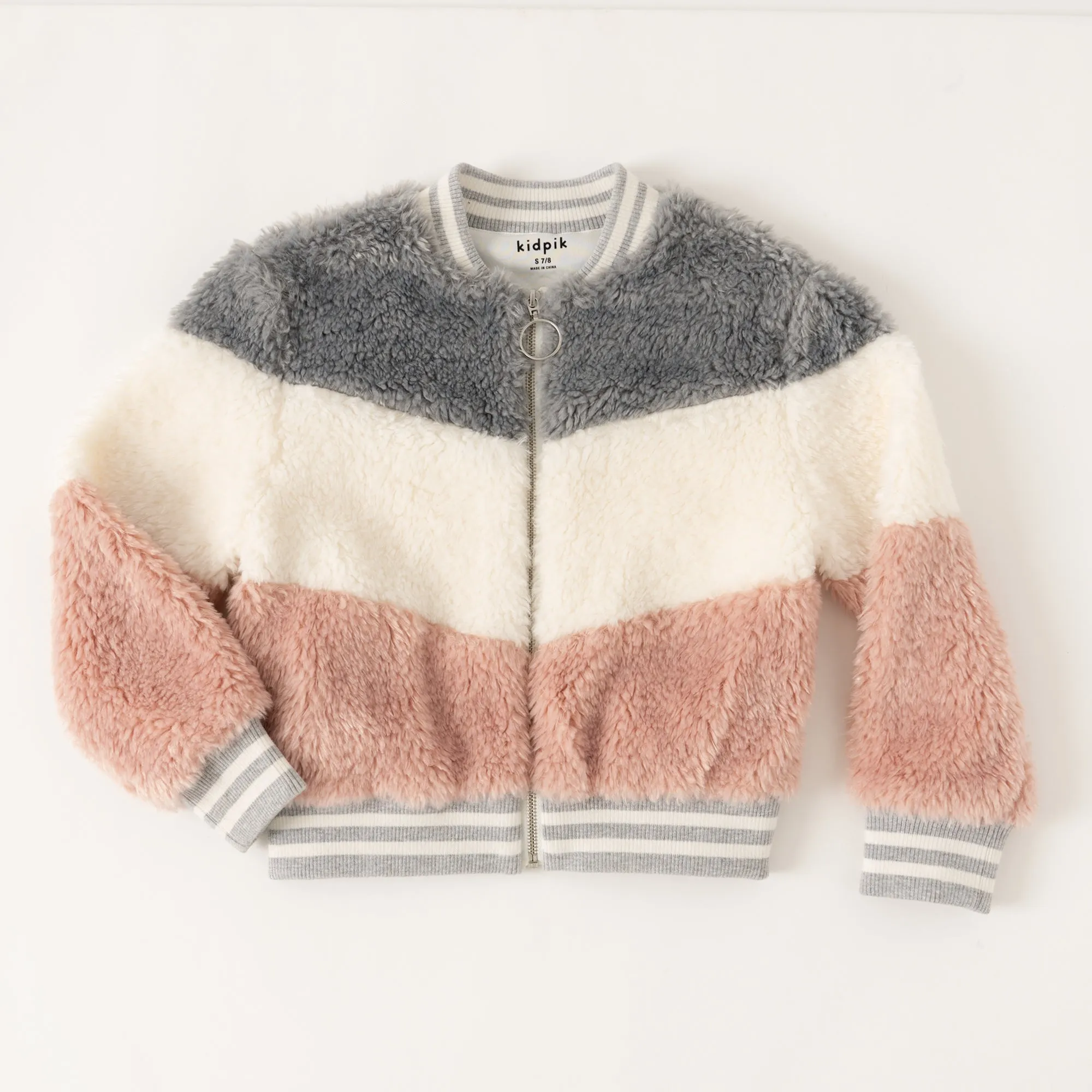 Colorblock Sherpa Baseball Jacket